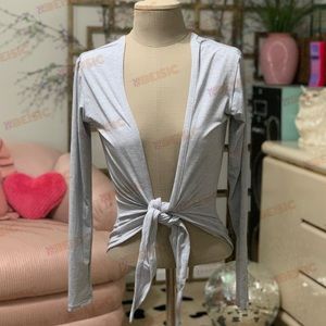 DYI Open Front Tie Long Sleeve Top.